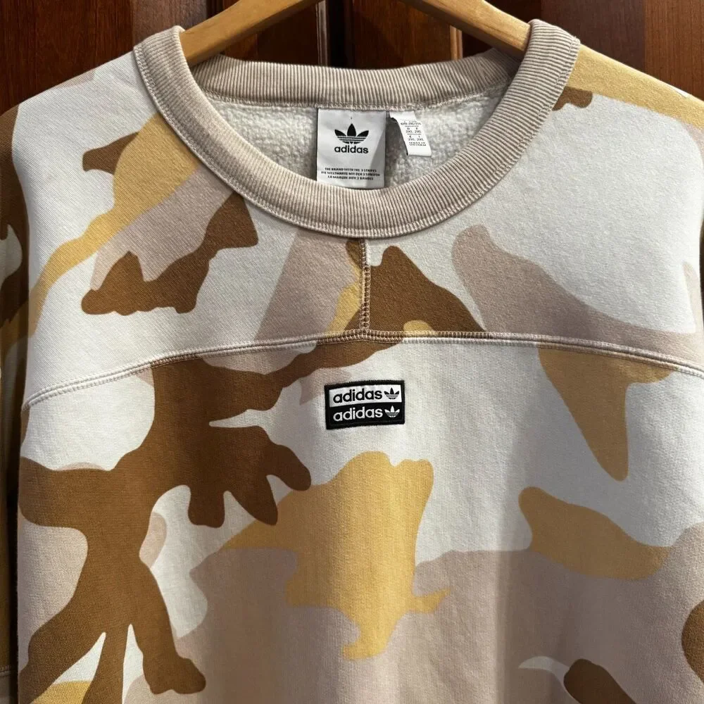 Adidas Originals R.Y.V. Brown Beige Camouflage Crewneck Sweatshirt Men's 2XL
